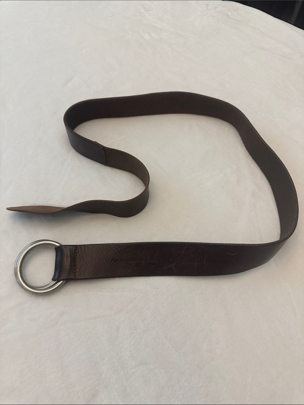 Abercrombie & Fitch Dark Brown Leather O-Ring Belt with Silver Hardware